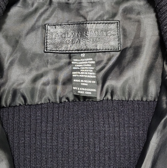 JACLYN Smith classics 100% leather and ribbed knit fabric jacket sz 12 - Picture 5 of 11